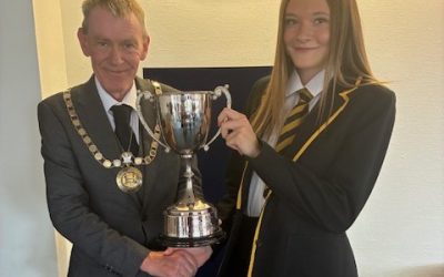 Comhairle Convener, Cllr Kenneth MacLeod and Abbie Stewart