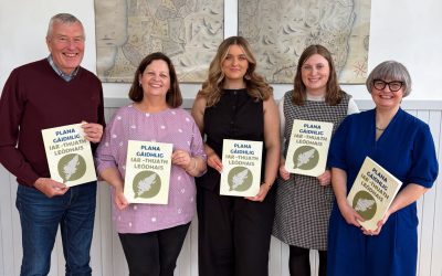 he steering group for Plana Gàidhlig Iar-Thuath  Leòdhais, from L to R:  Iain MacArthur, Anne Macleod,  Alison Campbell Clark, Peigi Ann Shields and Heather Macleod.